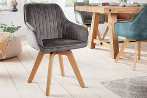Designová sametová židle otočná šedá - Lorius Invicta Interior