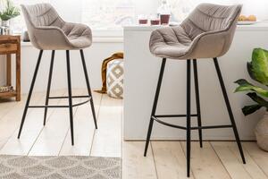 Designová barová sametová židle dubová - Luzian Invicta Interior