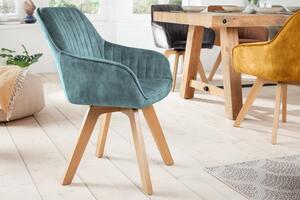 Designová sametová židle otočná zelená - Lorius IV Invicta Interior