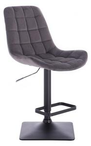 LuxuryForm Barová židle PARIS VELUR na černé podstavě - šedá
