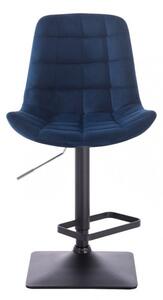 LuxuryForm Barová židle PARIS VELUR na černé podstavě - modrá
