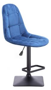 Barová židle SAMSON VELUR na černé podstavě - modrá