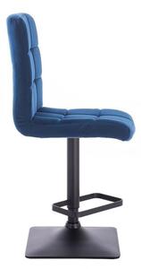 LuxuryForm Barová židle TOLEDO VELUR na černé podstavě - modrá