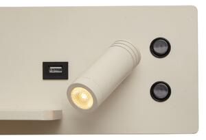 Sada 2 béžových nástěnných svítidel vč. LED s USB a indukční nabíječkou - Riza