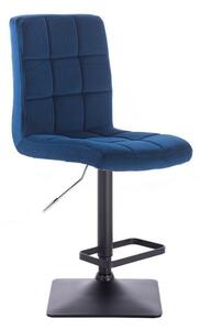 Barová židle TOLEDO VELUR na černé podstavě - modrá