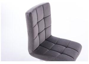 LuxuryForm Barová židle TOLEDO VELUR na stříbrném talíři - tmavě šedá