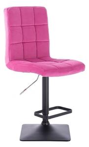Barová židle TOLEDO VELUR na černé podstavě - růžová