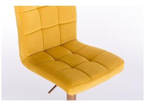 Židle TOLEDO VELUR na zlaté podstavě s kolečky - žlutá