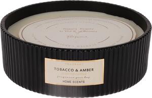 Velká svíčka v černém skle 580 g Vůně: Tabák a sladké dřevo