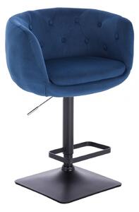 Barová židle MONTANA VELUR na černé podstavě - modrá