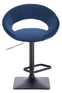 LuxuryForm Barová židle NAPOLI VELUR na černé podstavě - modrá
