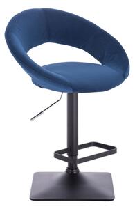 Barová židle NAPOLI VELUR na černé podstavě - modrá