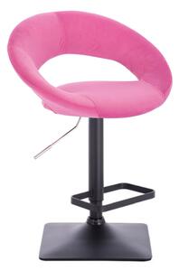 Barová židle NAPOLI VELUR na černé podstavě - růžová
