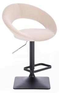 LuxuryForm Barová židle NAPOLI VELUR na černé podstavě - krémová