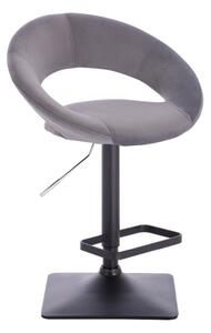 Barová židle NAPOLI VELUR na černé podstavě - tmavě šedá
