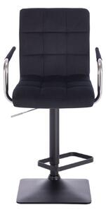 LuxuryForm Barová židle VERONA VELUR na černé základně - černá
