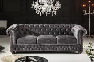 Luxusní sametová pohovka šedá - Anida Invicta Interior