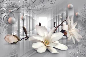Samolepící tapeta magnolie s abstraktním pozadím