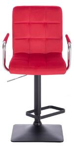 LuxuryForm Barová židle VERONA VELUR na černé základně - červená
