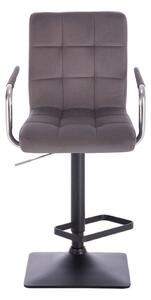 LuxuryForm Barová židle VERONA VELUR na černé základně - tmavě šedá