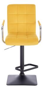 LuxuryForm Barová židle VERONA VELUR na černé základně - žlutá