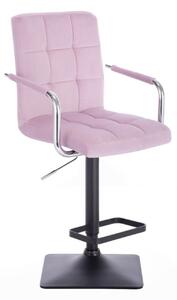 LuxuryForm Barová židle VERONA VELUR na černé základně - fialový vřes