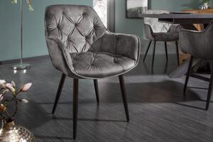 Luxusní sametová židle šedozelená: Lagara III Invicta Interior