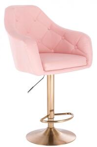 Barová židle ANDORA na zlatém talíři - růžová