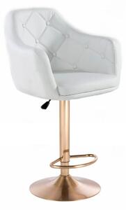 Barová židle ANDORA na zlatém talíři - bílá