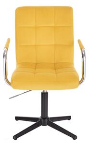 LuxuryForm Židle VERONA VELUR na černém kříži - žlutá