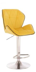 Barová židle MILANO MAX VELUR na stříbrném talíři - žlutá
