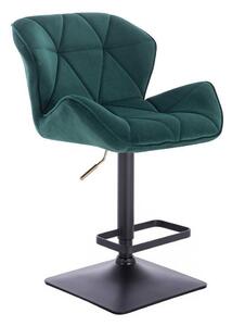 LuxuryForm Barová židle MILANO VELUR na černé podstavě - zelená