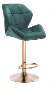 Barová židle MILANO MAX VELUR na zlatém talíři - zelená