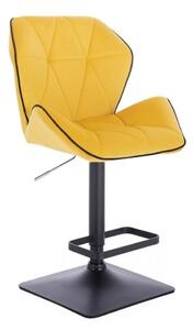 Barová židle MILANO MAX VELUR na černé podstavě - žlutá