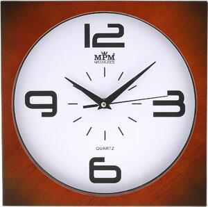 MPM Hranaté hnědé nástěnné hodiny MPM E01.2799 (MPM Hranaté hnědé nástěnné hodiny MPM E01.2799)
