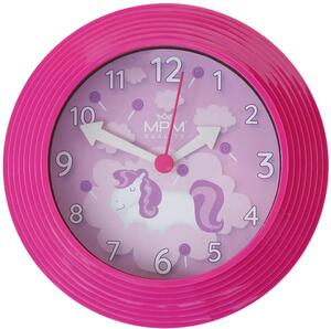MPM Růžové dětské nástěnné hodiny - Koník MPM E01.2690.23 (MPM Růžové dětské nástěnné hodiny - Koník MPM E01.2690.23)