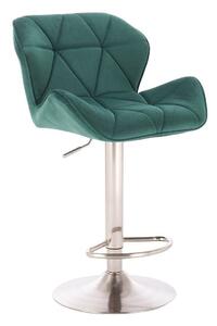 LuxuryForm Barová židle MILANO VELUR na stříbrném talíři - zelená