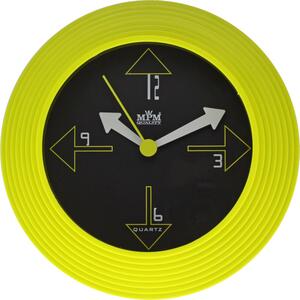 MPM Kulaté žluté nástěnné hodiny MPM E01.2690 (MPM Kulaté žluté nástěnné hodiny MPM E01.2690)
