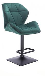 LuxuryForm Barová židle MILANO MAX VELUR na černé podstavě - zelená