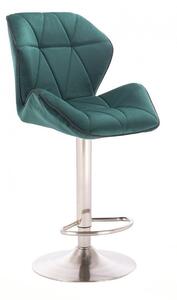Barová židle MILANO MAX VELUR na stříbrném talíři - zelená