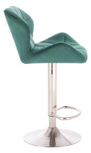 LuxuryForm Barová židle MILANO VELUR na stříbrném talíři - zelená