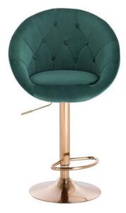 LuxuryForm Barová židle VERA VELUR na zlatém talíři - zelená