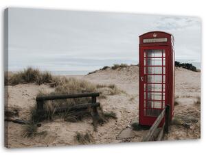 Obraz na plátně Telefonní budka na pláži Rozměry: 60 x 40 cm