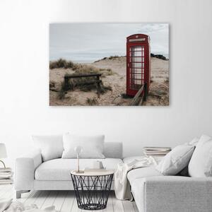 Obraz na plátně Telefonní budka na pláži Rozměry: 60 x 40 cm