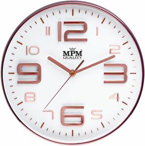 MPM Chromové nástěnné kulaté hodiny MPM E01.3221