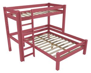 Vomaks Patrová postel s rozšířeným spodním lůžkem 8X8 12B Rozměr: 80 x 200 / 120 x 200 cm, Barva: barva růžová