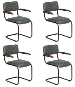 Jídelní židle 4 ks s područkami šedé pravá kůže