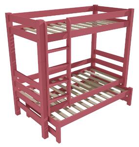Vomaks Patrová postel s výsuvnou přistýlkou 8X8 13A Rozměr: 80 x 180 cm, Barva: barva růžová
