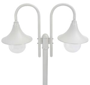 Zahradní sloupová lampa 2 ramena E27 220 cm hliník bílá