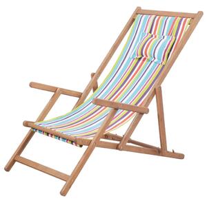 Skládací plážové křeslo látka a dřevěný rám vícebarevné